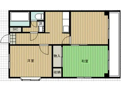 クイーンズハイツ金明(2DK/1階)の間取り写真