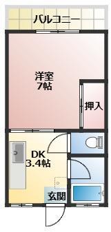ホワイトパレス(1K/2階)の間取り写真