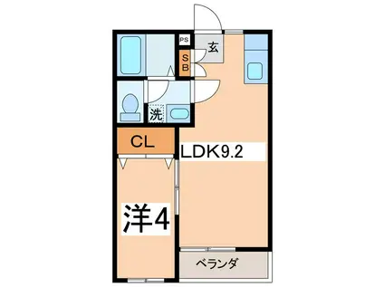 ハイツ雅II(1LDK/2階)の間取り写真