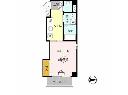 ドミール関大前(1K/2階)の間取り写真