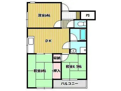丸亀ステップハイツ(3DK/2階)の間取り写真