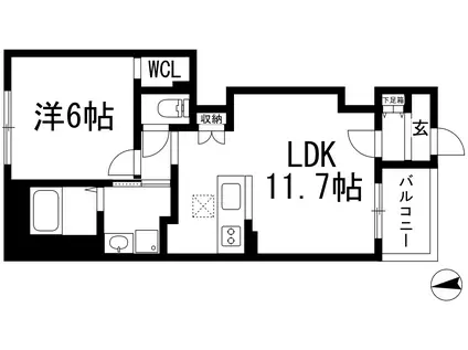 南花屋敷2丁目アパート(1LDK/1階)の間取り写真