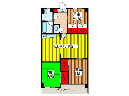 ラ.コリーナ南与野マンション(3LDK/1階)の間取り写真