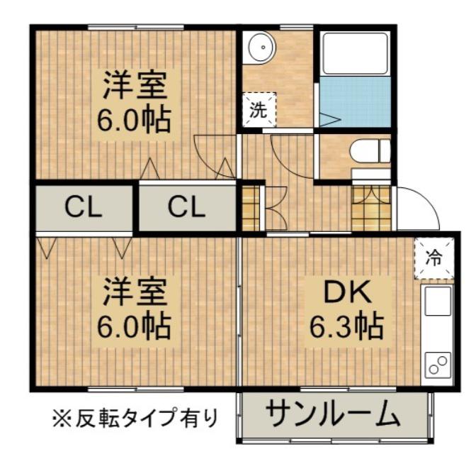 イーストフレンドA(2DK/1階)の間取り写真