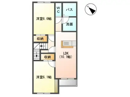 サニーヒル上町屋(2LDK/2階)の間取り写真