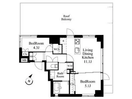 ラティエラ中野(2LDK/8階)の間取り写真