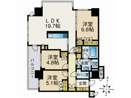 グランドメゾン百道浜(3LDK/9階)の間取り写真