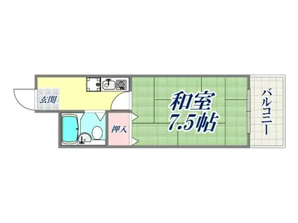 ゴールドハイツ祇園(1K/3階)の間取り写真