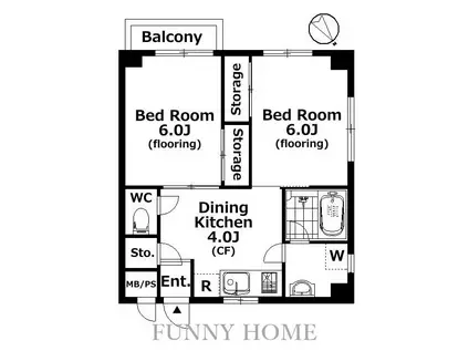 アメニティ経堂(2DK/2階)の間取り写真