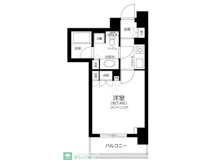 ファミール芝公園グランスイート ラ・ヴィル(1K/2階)の間取り写真