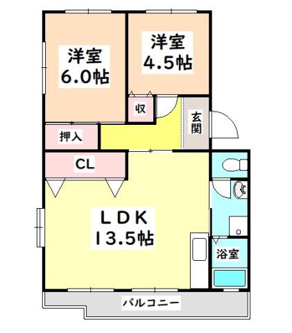 マンション桜台(2LDK/2階)の間取り写真