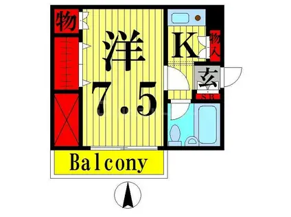ドマーニ梅島(1K/1階)の間取り写真