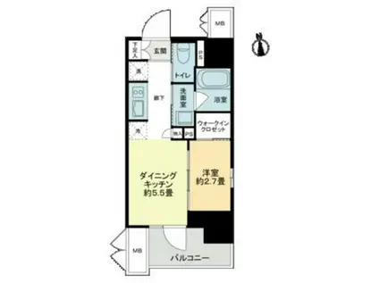 ザ・ライオンズフォーシア鶴見(1DK/5階)の間取り写真