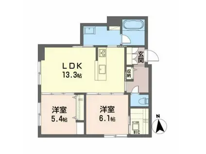 広瀬橋桜館(2LDK/1階)の間取り写真