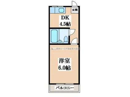 ラフォーレ新石切(1DK/2階)の間取り写真