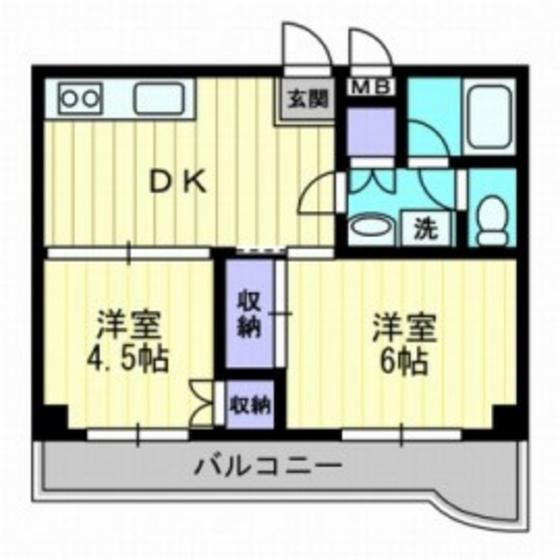 グランツ西古松II(2DK/6階)の間取り写真