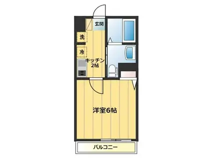 ウエストガーデン所沢(1K/3階)の間取り写真