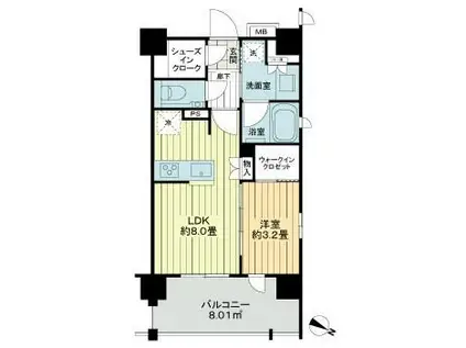 プレシス北浦和ディアラ(1LDK/10階)の間取り写真