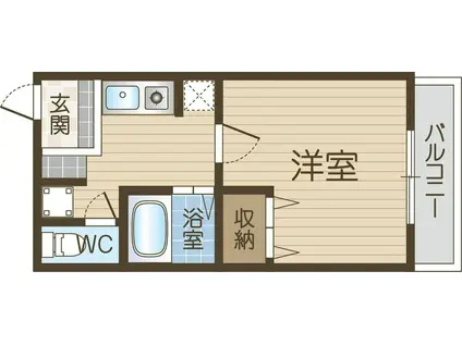 カルムウエスト(1K/1階)の間取り写真