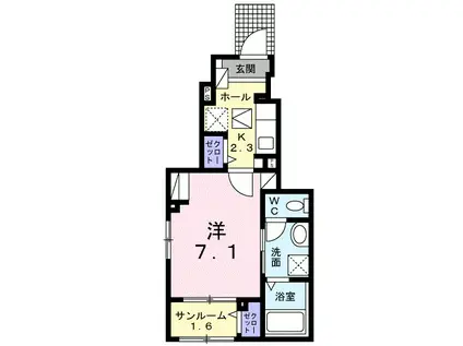 BOSCATO L II 1KHS(1K/1階)の間取り写真