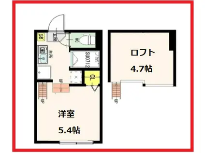 ブルーム北千住(1K/1階)の間取り写真