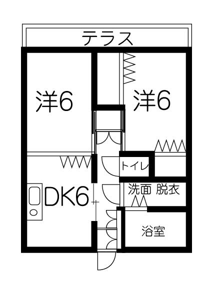 スカイハイツ(2DK/2階)の間取り写真