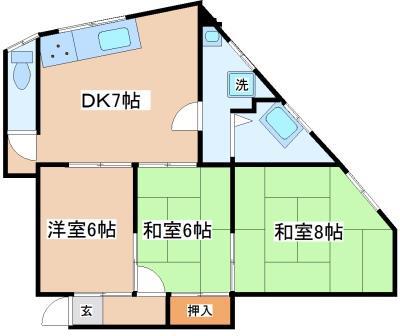 シティハウス(3DK/3階)の間取り写真