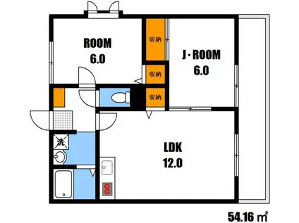 グリーンビュー中須B棟(2LDK/1階)の間取り写真