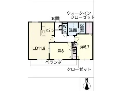 ルミエール吹上(2LDK/3階)の間取り写真