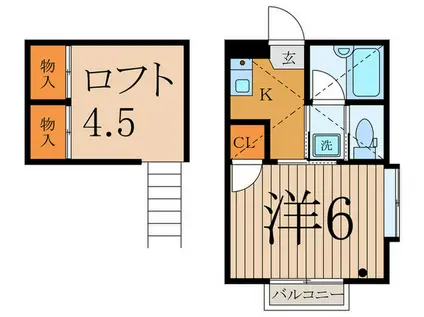 ティーリーフ(1K/2階)の間取り写真