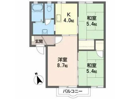 プレシュール北中央(3K/2階)の間取り写真