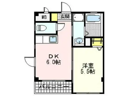 シャーブルック篠崎(1DK/2階)の間取り写真