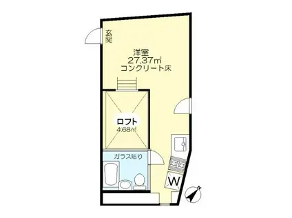 RIDGE(ワンルーム/2階)の間取り写真