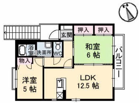カーサ焼山中央E棟(2LDK/1階)の間取り写真