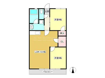 アネックス小林(2LDK/3階)の間取り写真