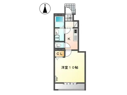 カモミール(1K/1階)の間取り写真