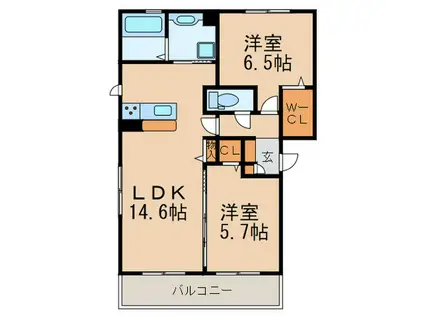 D-ROOM片峰(2LDK/2階)の間取り写真