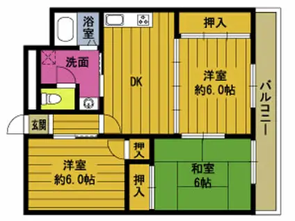 サンライズ碩田(3DK/3階)の間取り写真