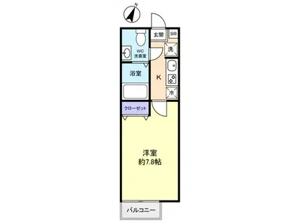 セレーナ中央(1K/2階)の間取り写真