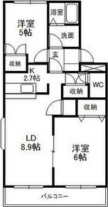 ハイネス(2LDK/2階)の間取り写真
