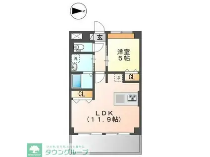 グランドゥール(1LDK/2階)の間取り写真