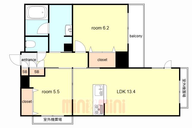 SHAMAISON GARDENS 六甲(2LDK/3階)の間取り写真