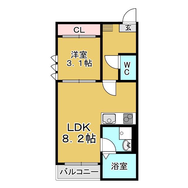 アルクスおたまや(1LDK/2階)の間取り写真