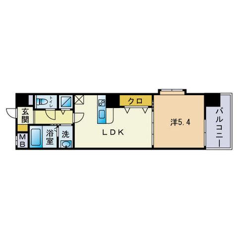ミ・シュール西新(1LDK/4階)の間取り写真