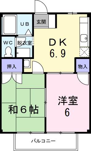 プライムハイツII(2DK/1階)の間取り写真