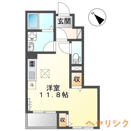 カーサKII(ワンルーム/1階)の間取り写真