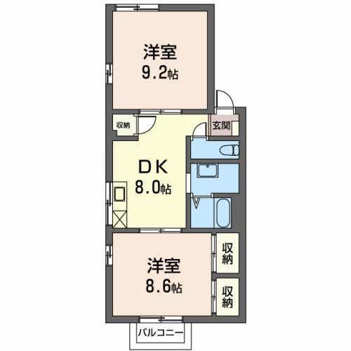 アーク プラザ B(2DK/2階)の間取り写真