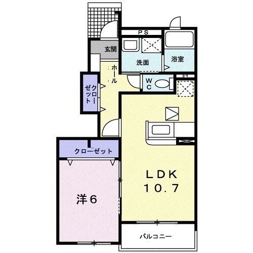 養老鉄道養老線 広神戸駅 徒歩6分 2階建 築19年(1LDK/1階)の間取り写真