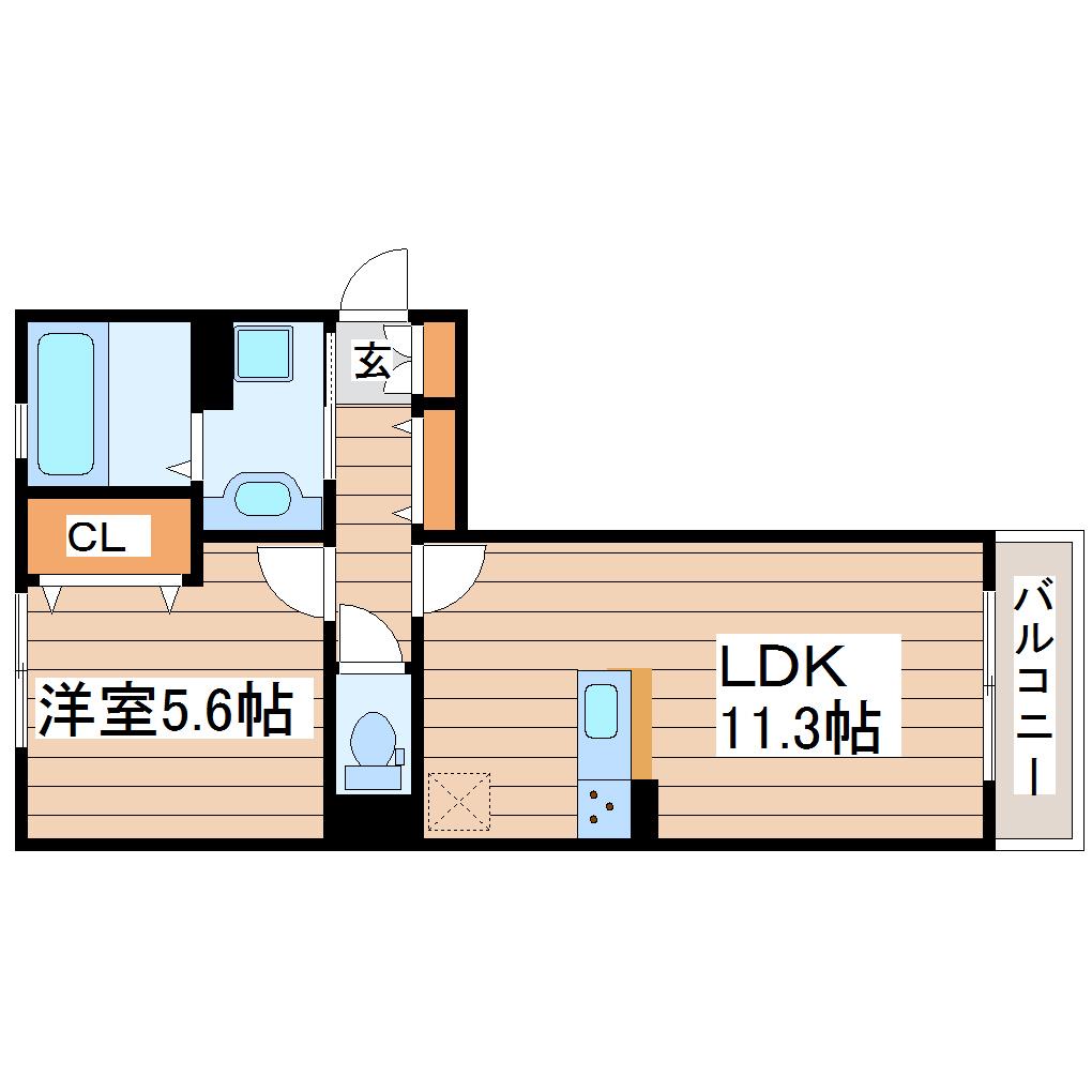 オリエント荒井西(1LDK/2階)の間取り写真