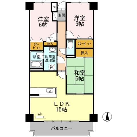 リシェス城崎(3LDK/4階)の間取り写真